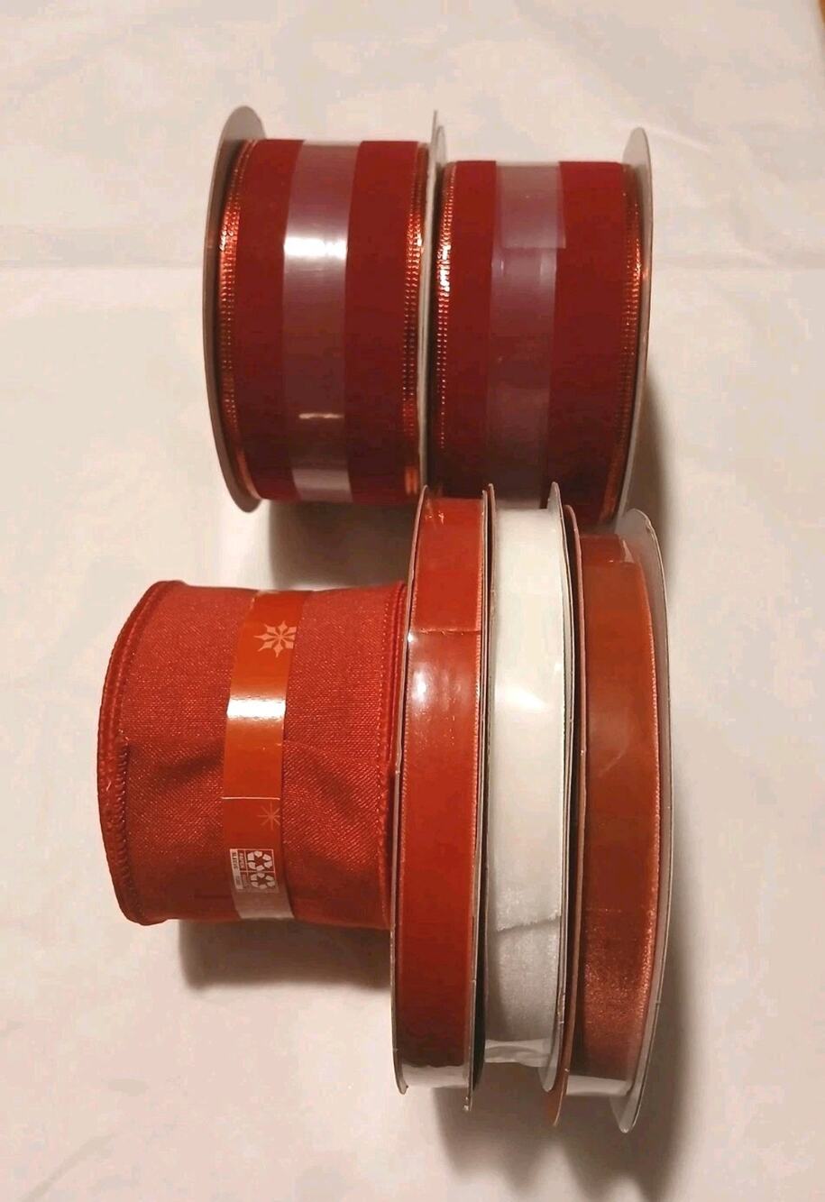 6-Pack Holiday Time Christmas Gift Decorative Ribbon - Red and White